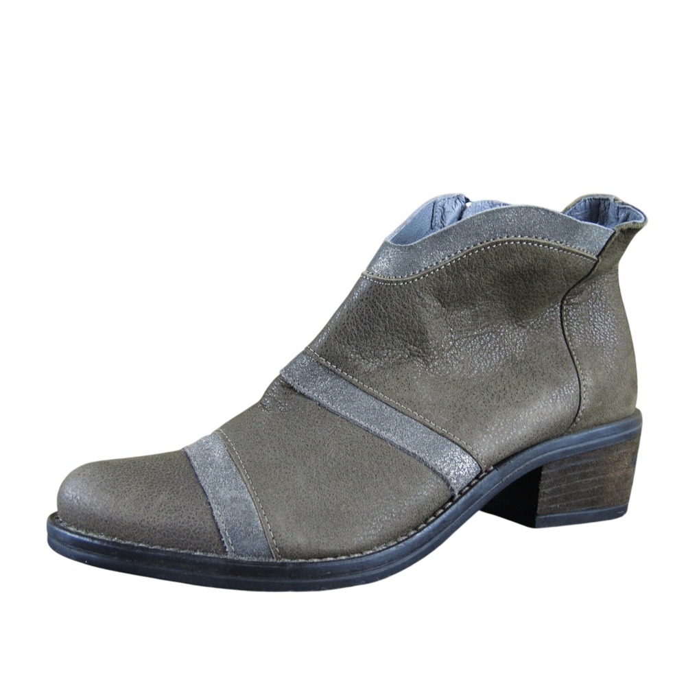 Kanna Women's 36 Brown Leather Ankle Boots Low Heel Zip‎ Comfort Booties